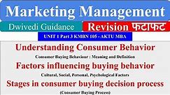 understanding Consumer Behaviour, consumer buying decision process, marketing management aktu mba