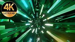 10 Hour 4k TV VJ Loop Green color Relaxing Neon tunnel background video, no copyright, no sound
