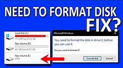 How To Fix "Format The Disk in Drive Before You Can Use it" | Windows 10 Drive