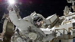 Astronauts 'space walk' outside the International Space Station