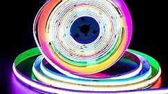 PAUTIX RGB Smart IC COB LED Strip Light Addressable 16.4ft/5m,UL-Listed 24V Color Flowing Strip Light Multicolor Flexible Tape Light for TV,Party DIY Decoration(Without Controller&Power Supply)