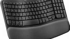 Logitech Wave Keys Wireless Ergonomic Keyboard with Cushioned Palm Rest, Comfortable Natural Typing, Easy-Switch, Bluetooth, Logi Bolt Receiver, for Multi-OS, Windows/Mac - Graphite