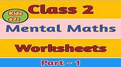 Mental Maths for class 2 Kids with Worksheets | Grade 2 Mental Maths Worksheets