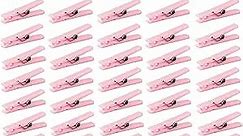 50 PCS Small Transparent Plastic Tool Paper Clips Clothespins Clip Clothing Line Clip Photo Clips 1.4 x 0.25 Inch Mini Clothespins Baby Shower Clothing Pins Plastic Small Clips for Party (Pink)