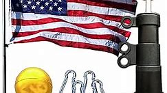 Service First Black Heavy Duty 25FT Telescoping Freedom Edition Residential Flagpole Kit - Anti Tangle Swivel Ring Design - Stainless Steel Clips - 100MPH Wind Tested