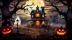 Haunted House Halloween Ambience with Relaxing Spooky Sounds, Crickets, Crunchy Leaves & White Noise