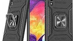 Samsung Galaxy A50/A50S/A30S Heavy Duty Shockproof Case with Built-in Kickstand & Screen Protector - Black