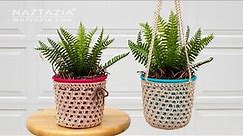 HOW to CROCHET a PLANT HOLDER and HANGER DIY Tutorial by Naztazia