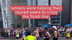 Watch marathon runners help injured peers to cross the finish line
