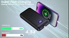 IAPOS Portable Charger 40000mah Power Bank, USB-C (22.5W) Fast Charging Battery Pack Cell Phone Charger for iPhone 15/14/13 Series, Android Samsung Galaxy, for Travel Camping - Black
