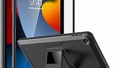 MoKo for iPad 10.2 Inch Case iPad 9th Generation 2021/ iPad 8th Generation 2020/ iPad 7th Generation 2019, [Heavy Duty] Shockproof Full Body Protective Cover with Built-in Screen Protector, Black