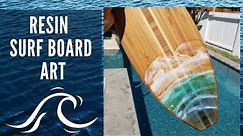 Resin Art Surfboard Waves Design Epoxy Resin Art Tutorial for Beginners