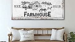 Tailored Canvases Farmhouse Sign - Large Rustic Farmhouse Wall Decor Art Decor for Home, Living Room, Office, Entryway - Personalized Rustic Print Canvas Barn, Tractor and Farm Animals 20in x 10in