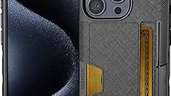 Smartish iPhone 15 Pro Wallet Case - Wallet Slayer Vol. 2 [Slim + Protective] Credit Card Holder with Kickstand - Drop Tested Hidden Card Slot Compatible with Apple iPhone 15 Pro - Black Tie Affair