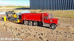 RC Western Star 49X dump truck, Kane low-loader trailer, & Volvo EC160E 3-in-1 excavator