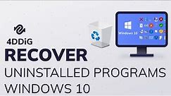 How to Recover Uninstalled Programs Windows 10|Re-install Apps for Windows 10/11