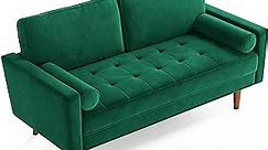 Vesgantti 58 inch Loveseat Sofa Couch, Green Velvet Couch for Living Room, Mid Century Modern Sofa with Button Tufted Seat, Small Love Seat Sofa for Bedroom, Apartment, Home Office