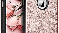 BENTOBEN iPhone X/10 Case, iPhone Xs (2018) Shockproof Glitter Sparkle Bling Girl Women 2 in 1 Shiny Faux Leather Hard PC Soft Bumper Protective Phone Cover for Apple iPhone X/XS 5.8", Rose Gold/Pink