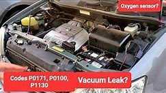 7 Codes Found ON Lexus RX300 2000, P0171 Vacuum Leak, P0100, P0110, P1130, P1150, P0500