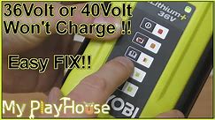 Ryobi 36v or 40v Battery NOT Charging - Easy Fix!!! - 1294