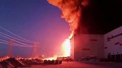 Huge fire rips through warehouse in Russia