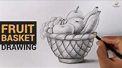 How To Draw Fruit Basket Easy with Pencil Shading | Drawing Tutorials