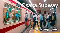 4K Japan Osaka Subway Metro Midosuji Line Travel - From Shinsaibashi Station to Namba Station