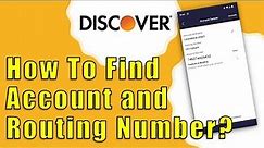 How to find account number Discover Bank App?