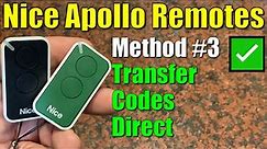 ✅ Nice Apollo ● Method #3 ● Program Remote by Transferring Code from Another Remote ● 1050 Borad