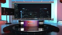 3D News Studio Background With Desk | TV Set 2021