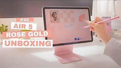 [UNBOXING VLOG] iPad Air 5 (Rose Gold) ☕️ Accessories & Customisation (Pink Setup)
