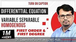 Differential Equation First Order and Degree |Methods & Solution