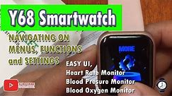 Y68 Smartwatch/D20 Smartwatch Menus, Features, Settings