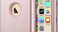 ULAK iPod Touch 7th Generation Case, iPod Touch 6 Case, Heavy Duty Shockproof High Impact Protective Case with Dual Layer Soft Silicone + Hard PC for Apple iPod Touch 7/6/5, Rose Gold