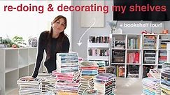 re-organize & decorate my bookshelves with me! 📖⛄️ (bookshelf tour) | bookmas day 3