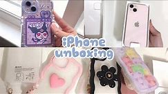 asmr unboxing 🍒 iphone 13 and cute phone cases (bear, wavy, kuromi cases)
