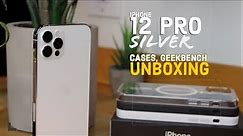 Unboxing: Silver/White iPHONE 12 PRO, + Cases, Camera Preview, & GEEKBENCH SCORES