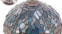 WERFACTORY Tiffany Lamp Shade Replacement 12X6 Inch Sea Blue Stained Glass Dragonfly Style Lampshade Only with Cap fit for Table lamp Pendant Light Ceiling Fixture (Part Not Included) S147 Series