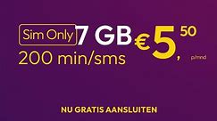 Sim Only - 7GB + 200 min/sms - 12 mnd €5,50
