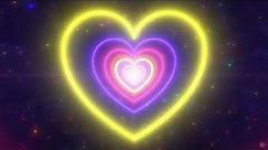 Neon trái tim nền | Neon Heart Fast Tunnel | Nền chuyển động phát sáng tình yêu lãng mạn 4K