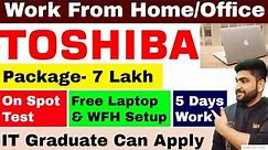 Toshiba Hiring Freshers | Package- 7 Lakh | Work From Home Jobs | Hybrid | Job Vacancy 2022 | IT Job