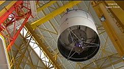 Ariane 5 upper stage for James Webb Space Telescope integrated with core stage