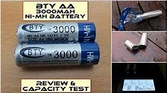 BTY AA (3000mAh Ni-MH) rechargeable battery: Capacity Test/Review