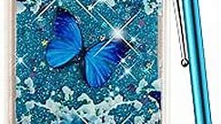 CAIYUNL for iPhone 8 Plus Case Glitter, Liquid Sparkle Bling Luxury Clear Cute Phone Cases Slim Cover TPU Girls Kid Men Shockproof for Apple iPhone 7 Plus/iPhone 6S Plus/iPhone 6 Plus -Blue Butterfly