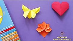 Marque page PAPILLON, CŒUR, FLEUR. Origami facile. Закладка БАБОЧКА, СЕРДЦЕ, ЦВЕТОК.Оригами закладка