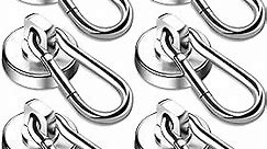 DIYMAG Magnetic Hooks,Heavy Duty Neodymium Magnetic Hooks with Swivel Carabiner Hook ,Great for Your Refrigerator and Other Magnetic Surfaces,Pack of 6