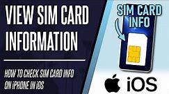How to Check Sim Card Information on iPhone (iOS)