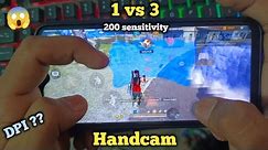 vivo t1 5g free fire test handcam 1 vs 3 📲 hud + dpi + sensi [ Android phone 200 sensitivity ]