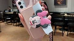 for iPhone 14 Case,Soft TPU Mickey Minnie Mouse Cute Cartoon Protective Phone Case Cover for iPhone 14 6.1 inch with Rope Minnie Mouse Women Girls Kids Phone Case Pink