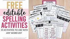 12 FREE EDITABLE Spelling Activities